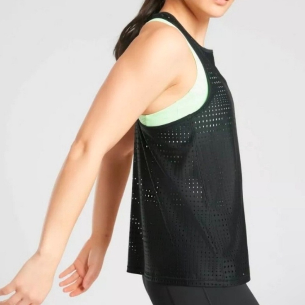 Athleta A Game Mesh Tank Top Black Size L - Picture 2 of 7